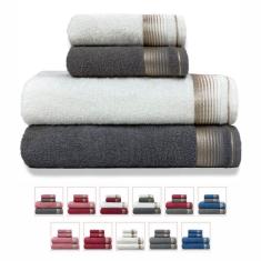 Jogo De Toalhas Gigante 4 Peças 380g-m2 100% Algodão Sublime - Branco + Gris