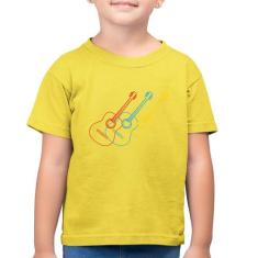Camiseta Algodão Infantil Violão Cores - Foca na Moda, Amarelo canário