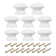PATIKIL Puxadores de armário de 3,5 cm, 8 maçanetas redondas de cômoda puxadores de madeira puxadores de gaveta com parafusos para porta de móveis de armário de cozinha, branco