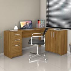 Mesa de Escritório em L 2 Gavetas 3 Portas Office Nt 2005 Freijó Trend