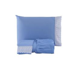 Lençol King 03 Peças 150 Fios Light Algodão - Bazar Enxoval, Azul, UN