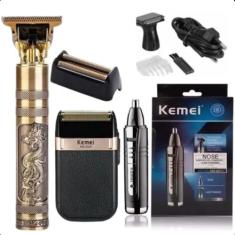 Máquina de Cortar Cabelo Kemei com Barbeador e Aparador Profissional -