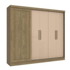 Guarda Roupa Casal Kappesberg 5 Portas 4 Gavetas Marrom Bege