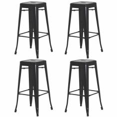 Kit 4 Banquetas Alta Para Bar Balcão Bancada Pub Bistrô Cozinha Americana Tolix Iron Industrial Preto