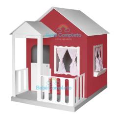 Casinha De Brinquedo Infantil 120cm Em Madeira Com Cercado - Bebê Comp