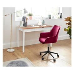 Escrivaninha de Madeira Maciça 120x60cm com 2 Gavetas | Coleção Gava Branco/Marrom