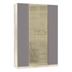 Guarda-Roupa Solteiro Luciane 4 Portas 3 Gavetas Prime Plus Alumínio com Vidro Reflecta