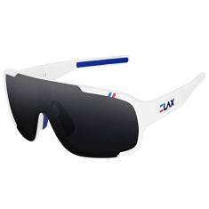 Óculos de Sol Elax Ciclismo Polarizado UV400 + 1 Lente (Branco e Azul)