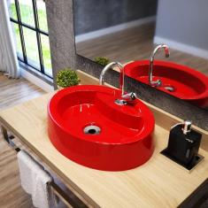 Kit Cuba OV43 com Torneira C50 e Válvula 1 Polegada ABS e Sifão Pvc e Flexível Compace Vermelho