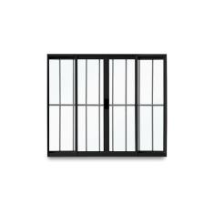 Janela de Correr Abertura Central Exclusiva 4 Folhas Grade Vidro Liso 100x150cm CRV Portas e Janelas Preto