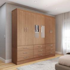 Guarda-Roupa Casal Madri 6 Portas 9 Gavetas com Espelho Cinamomo - Panorama Móveis