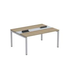 Mesa Plataforma Dupla com Pé de Aço para Coworking 150x120 Pdc15/12/2p Noce Naturalle/Cinza