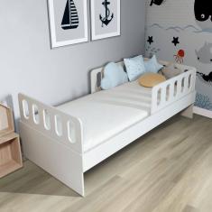 Cama Solteiro Mdf BP com 02 Grades e Cabeceira Megamobilia