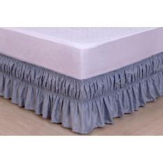 Saia Para Cama Box Colchobox Elasticada Ajustavel Solteiro Casal Cinza [F101]