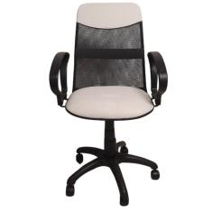 Cadeira  diretor tela giratória com faixa - mecanismo relax -  braço fixo corano branco