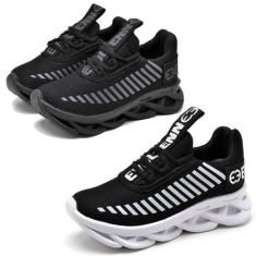 Kit 2 Tênis Infantil Menino Confortavel  Preto - Evoltenn, Preto, 32
