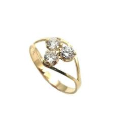 Anel de ouro 18 k Tres Pedras. - Elegancy Joias, 24