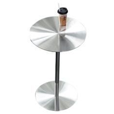 Mesa de bar de aço inoxidável com base estável, mesa de jantar redonda alta de pub pequeno sofá mesa lateral mesa de coquetel mesa de bistrô para casa, escritório, cozinha