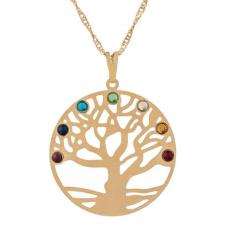 Gargantilha Árvore da Vida Chakras 30mm - Sunshine Cristais, Dourado