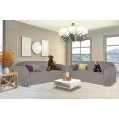 Kit 2 Capas para Sofá 2 e 3 Lugares em Gorgurão Cor Cinza - Mistero