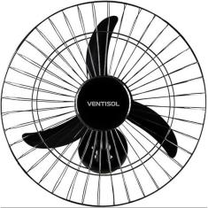 Ventilador De Parede Ventisol Oscilante 3 Pás Premium Preto 50cm Bivolt