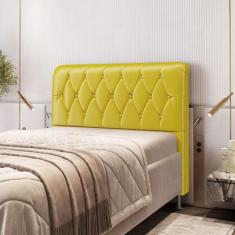 Cabeceira Estofada Sirius 195 Para Cama King Sued Amarelo Aradecor