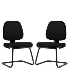 Kit 02 Cadeiras Para Escritório Job L02 Fixa Crepe Preto