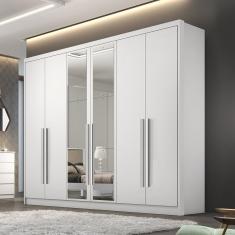Guarda Roupa 6 Portas 6 Gavetas Com Espelho Reno Novo Horizonte Branco