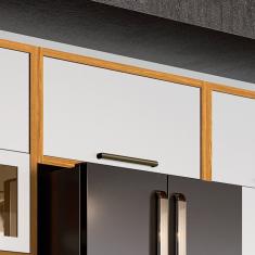 Armário Aéreo De Cozinha 80cm Com 1 Porta Basculante 100% Mdf Amêndoa/branco