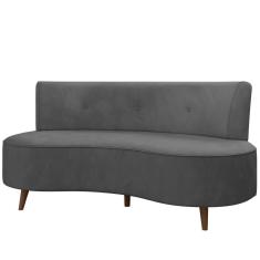 Sofá 2 Lugares Para Sala Living 135cm Pés Palito Korah K04 Veludo Cinza Escuro - Mpozenato