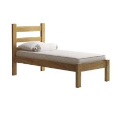 Cama Solteiro Em Madeira Maciça Reforçado Rubi Nemargi, Nogueira