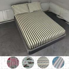 Kit 4 Jogo De Lençol Casal Malha Com Fronha Estampas Sortida - Tudodic