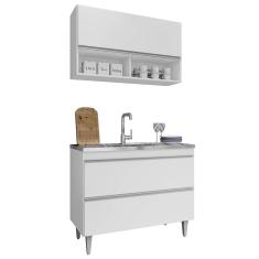 Armário de Cozinha Com Nichos CP01 Com Pia 100cm M24 Branco - Mpozenato