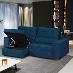 Sofá Baú Retrátil e Reclinável 4 Lugares 220cm Veludo Nobre La Plata Y