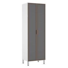 Paneleiro Torre 70Cm Branco Pérola Branco Polar Com Prata