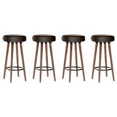 Kit 4 Banquetas Moderna Alta Roma Slim Marrom Escuro 70cm