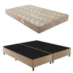 Box Queen Júlia 42x158x198cm com Colchão Queen Unique D33 Duoface 18x158x198cm Rustico Bege