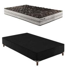 Box Solteiro Íris 42x88x188cm com Colchão Solteiro Unique D33 Plus Duoface 25x88x188cm Preto Elegancy