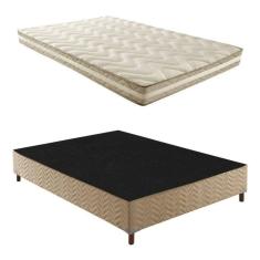Box Casal Florença 42x138x188cm com Colchão Casal Unique D33 Plus Duoface 16x138x188cm Rustico Bege