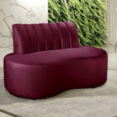Sofá Redondo Curvo Orgânico Namoradeira Doha Bordô