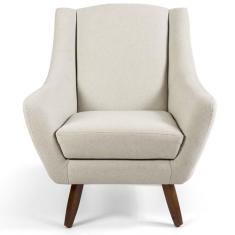 Poltrona Decorativa Sala de Estar Pés de Madeira Naomi Algodão - Gran 