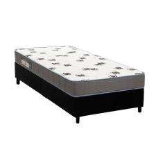 Cama Box Solteiro: Colchão Espuma Ortobom D33 Light Saúde + Base CRC Suede Black(88x188)