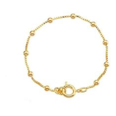 Pulseira Infantil Folheada A Ouro 18k Semi Joia Com Bolinhas - De Cast