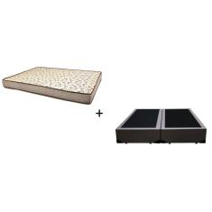 Cama Box Casal Bipartido Tecido Sintético Marrom Com Colchão Flórida Bello Box - 100% Espuma - D26 Cinza