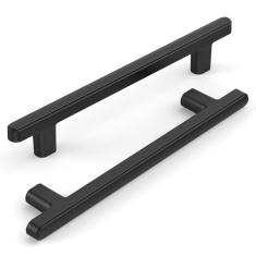 KNOKLOCK Pacote com 10 puxadores de armário de cozinha de 128 mm (5 polegadas) preto fosco puxadores de armário de cozinha puxadores de gaveta para armário guarda-roupa