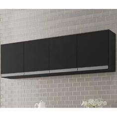 Armário de Cozinha Aereo 160cm Andréia 4 Portas Preto Ajl