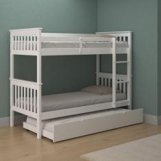 Beliche Woodstore De Solteiro Em Madeira Com Cama Auxiliar, Branco