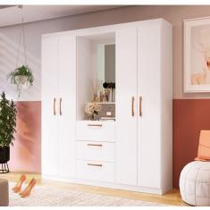 Guarda Roupa Solteiro com Espelho 4 Portas 3 Gavetas Panamá 59000 Doripel