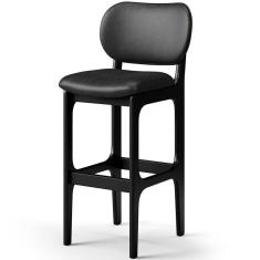 Banqueta Alta Para Cozinha Madeira Fixa Betta L02 Preto Couríssimo Preto - Lyam Decor