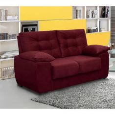 Sofá Luxemburgo 2 Lugares Tecido Suede Vinho - Moveis Marfim - CAMA IN